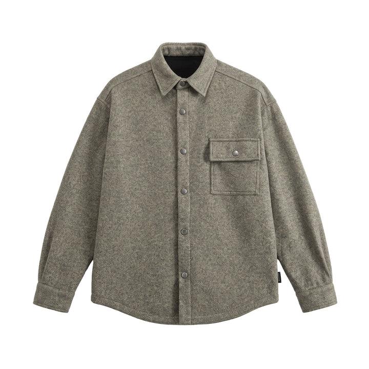 Herren Wollmix Overshirt im Hemdjackenstil mit Druckknopffront und Pattentasche Drune