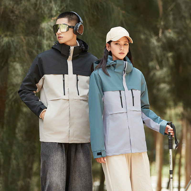 Herren technische Outdoorjacke mit Kapuze, wasserabweisender Membran und multifunktionalen Reißverschlusstaschen Drune