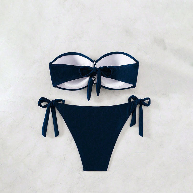 Damen Bandeau-Bikini mit verspieltem Schleifendetail Drune