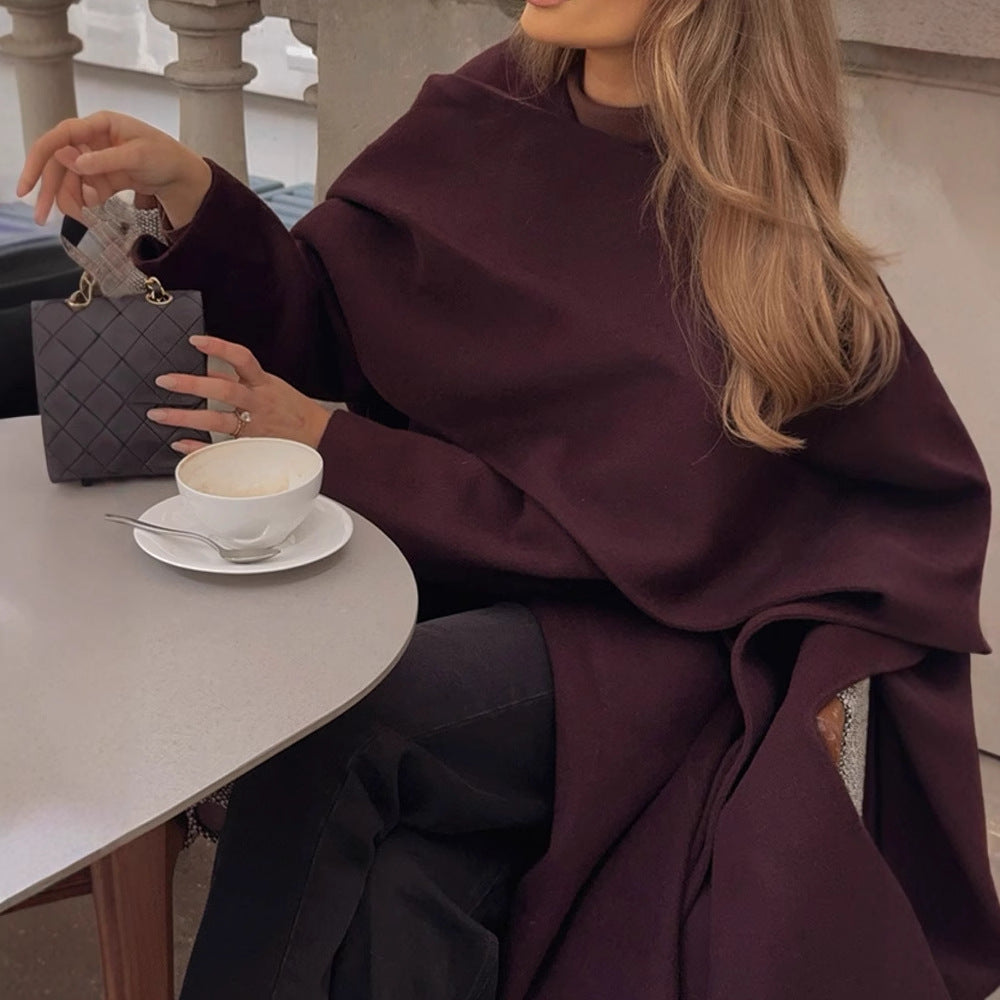 Damen elegante und vielseitige Poncho-Jacke Drune