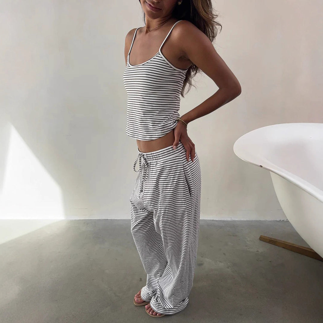 Damen lässiges Sport-Set aus hochwertigem Jersey mit durchgehendem Gummizug Drune