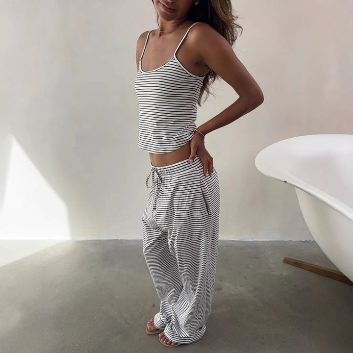 Damen lässiges Sport-Set aus hochwertigem Jersey mit durchgehendem Gummizug Drune