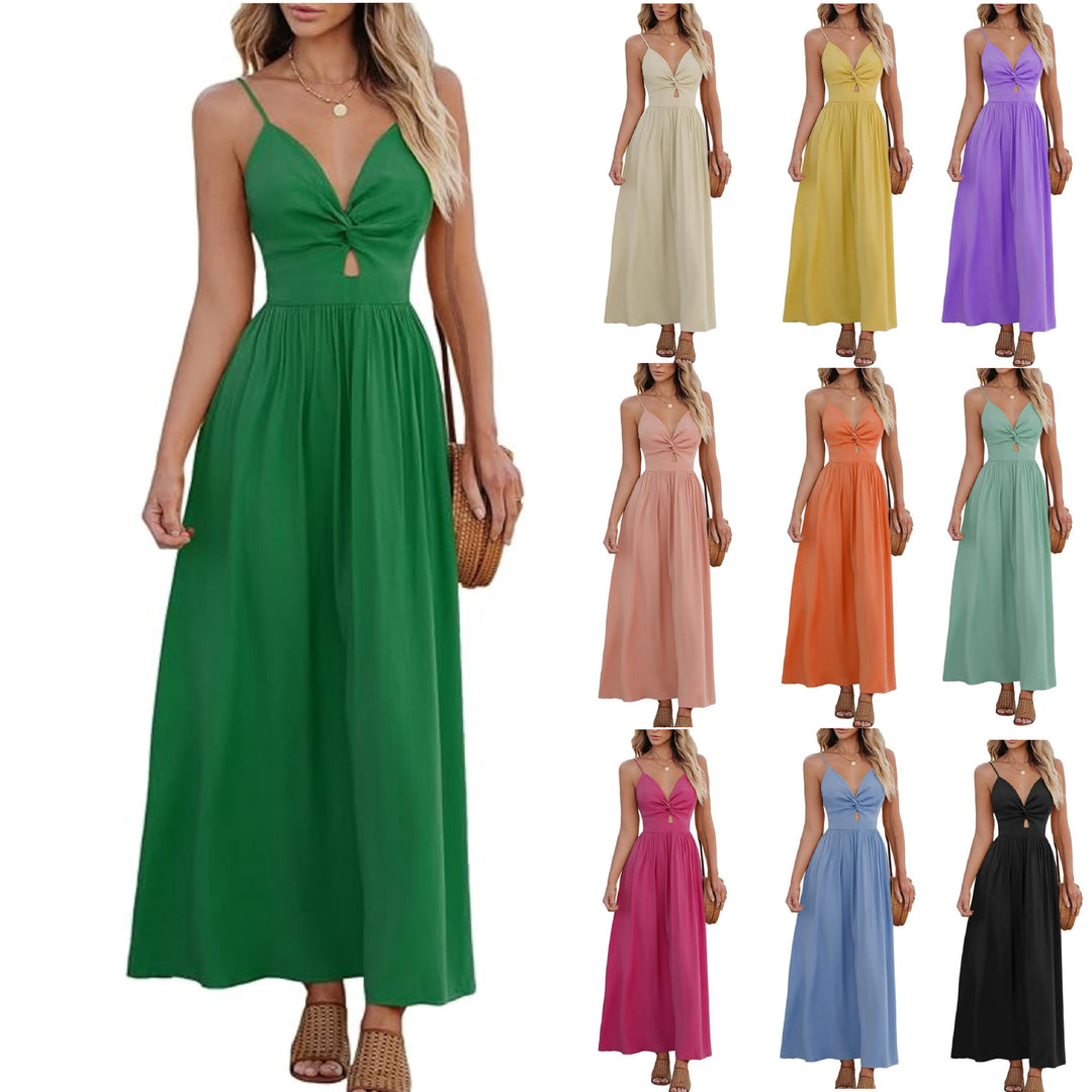 Damen Maxikleid mit schickem Knotendetail und fließendem Schnitt Drune
