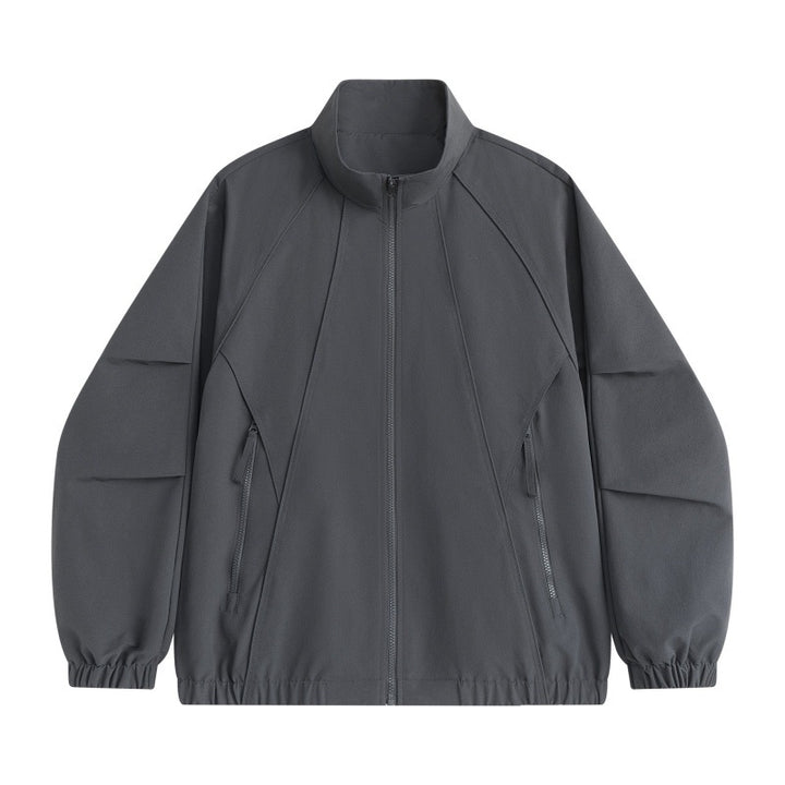 Herren Technische Oversize-Softshell-Trainingsjacke mit Stehkragen, ergonomischen Teilungsnähten & wasserabweisender Beschichtung Drune