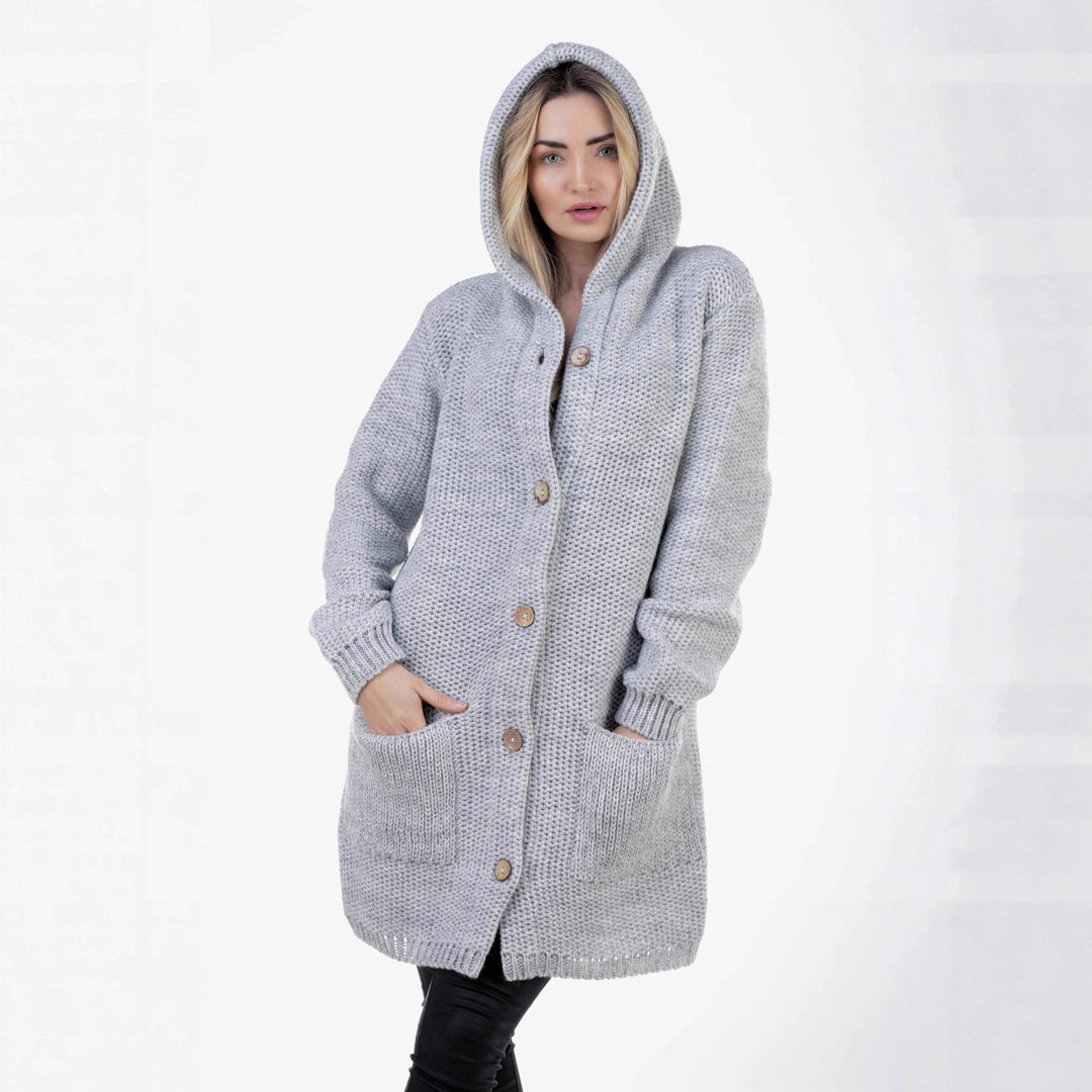 Damen Grobstrick-Kardigan mit praktischen Taschen und eleganter Knopfleiste Drune