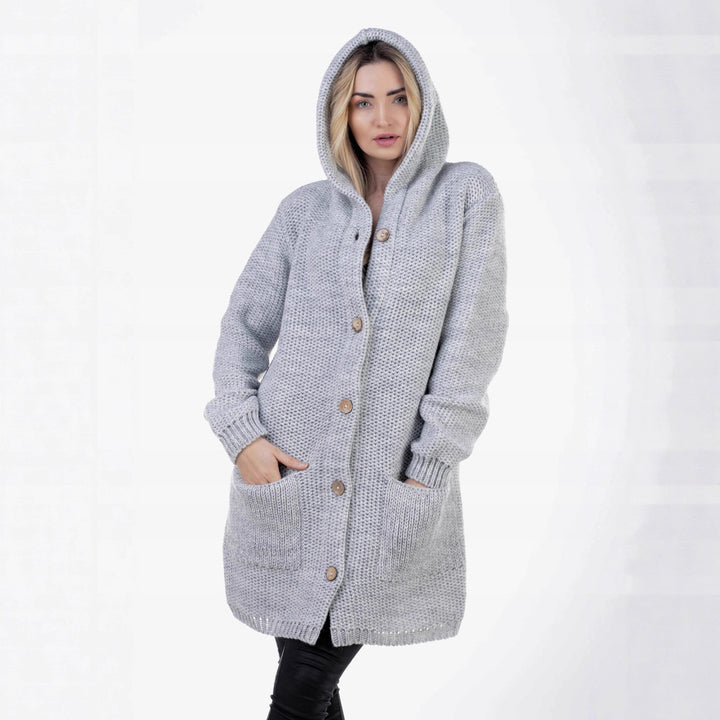 Damen Grobstrick-Kardigan mit praktischen Taschen und eleganter Knopfleiste Drune