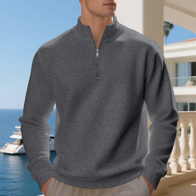 Herren sportlicher Pullover mit halbem Reißverschluss und atmungsaktiver Struktur Drune