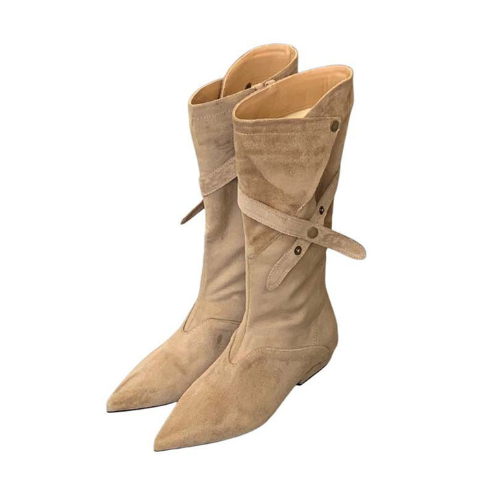 Damen Modische Stiefeletten aus Wildleder mit Wickel-Design Drune