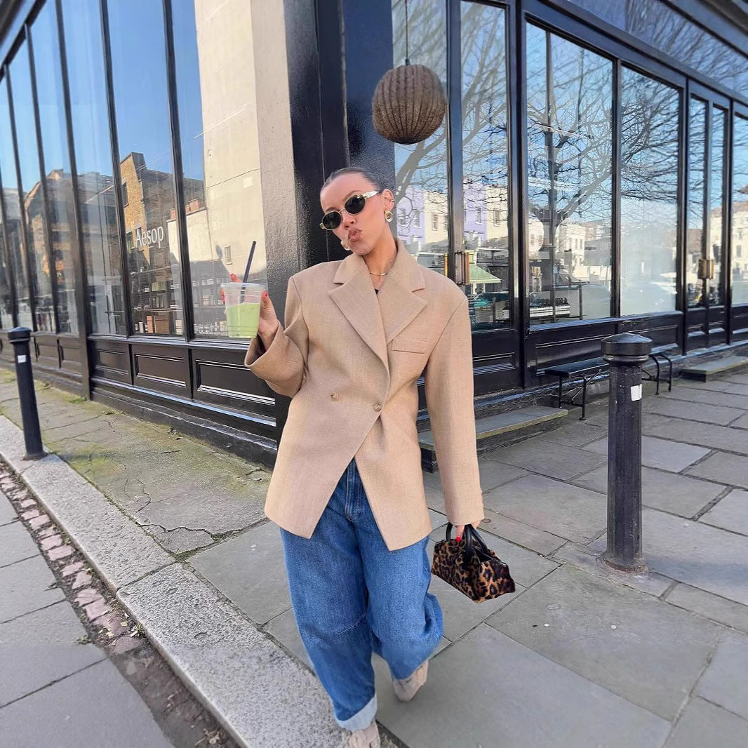 Damen Eleganter Zweireiher Blazer im modernen Schnitt Drune
