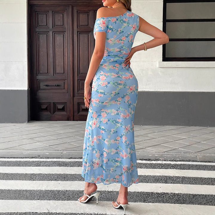 Damen Maxikleid mit asymmetrischem Schnitt und floralem Muster Drune