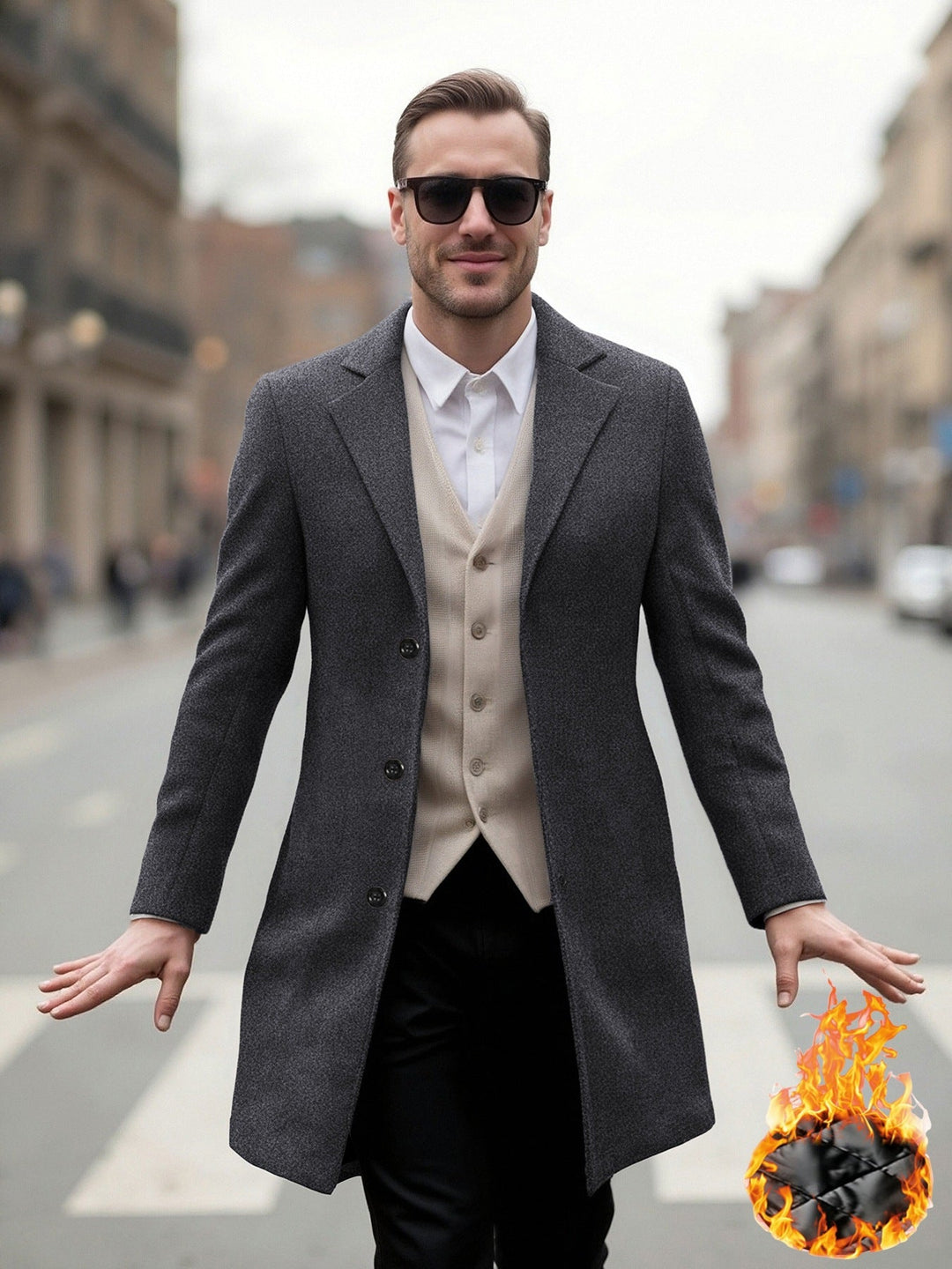 Herren eleganter Langmantel mit modernem Schnitt und optimalem Tragekomfort Drune