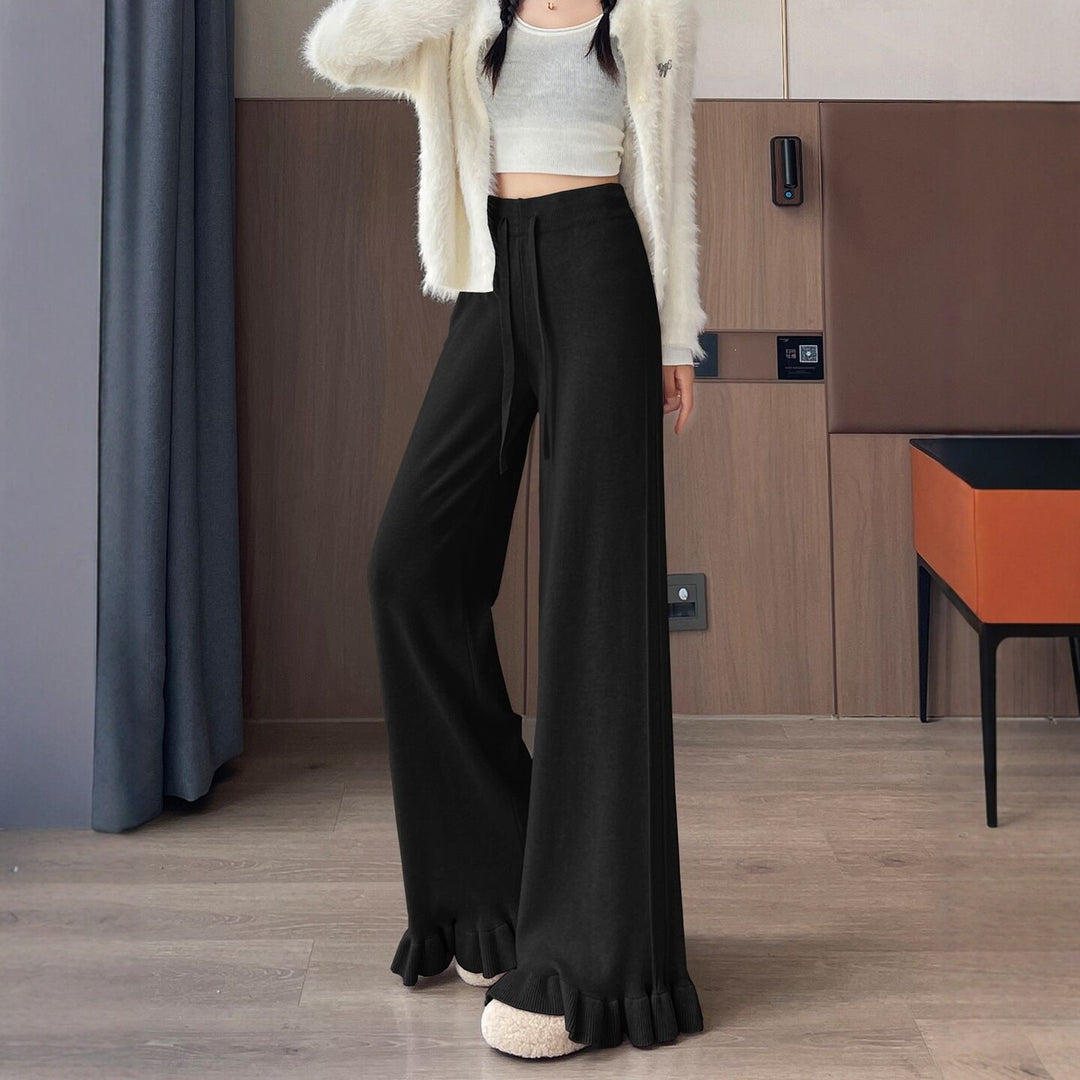 Damen Elegante, weiche Lounge-Hose mit Rüschenabschluss Drune