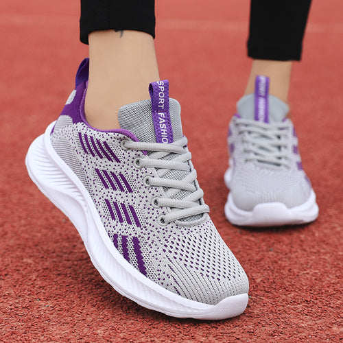 Damen nan ultraleichter Strick-Freizeitsneaker mit ergonomischer Dämpfungskernsohle und Zuglasche Drune