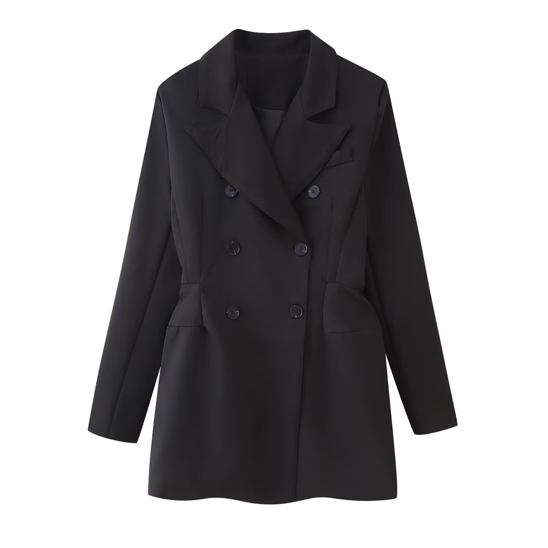 Damen elegante Doppelreiher Blazerjacke Drune 1758752861