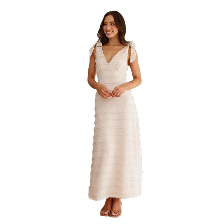 Damen Maxikleid mit elegantem Drapierungsdesign und Rüschenakzenten Drune