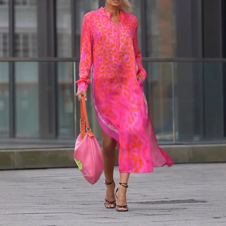 Damen Maxikleid mit modischem Leopardenmuster und schimmernden Details Drune