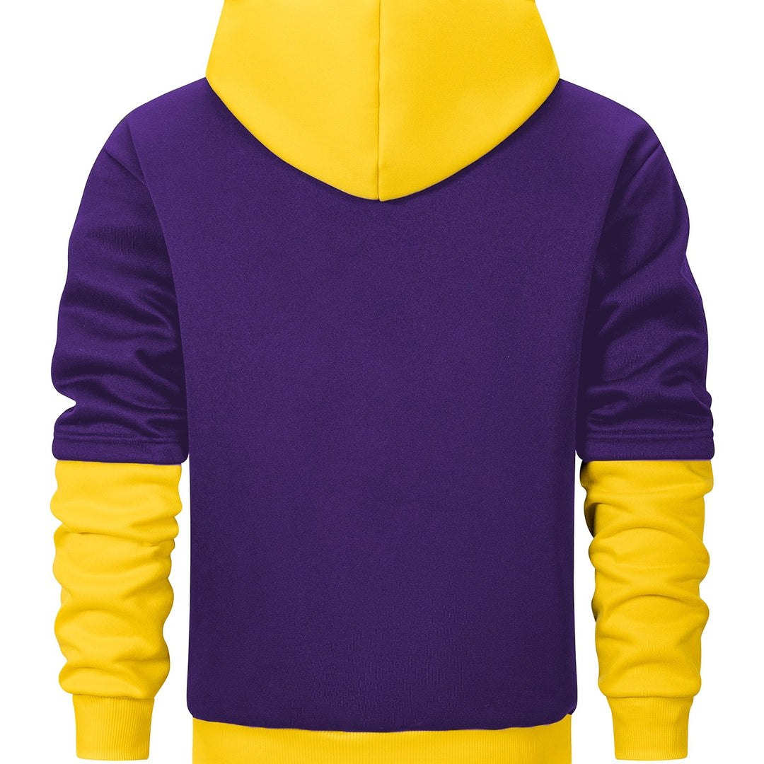 Herren Kapuzenpullover im Lagen-Look mit Kontrastkapuze und Kordelzug Drune