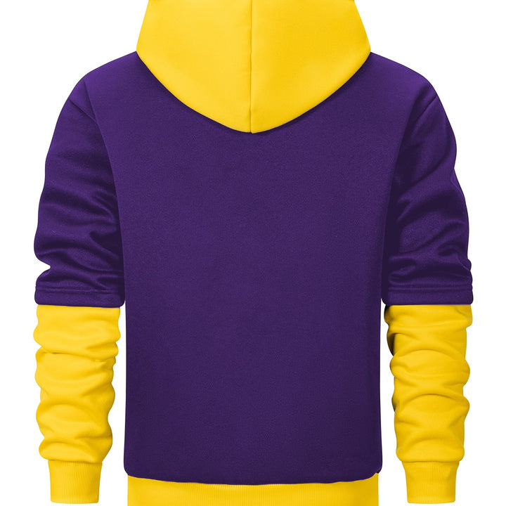 Herren Kapuzenpullover im Lagen-Look mit Kontrastkapuze und Kordelzug Drune