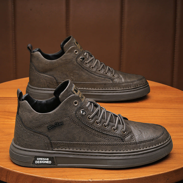 Damen modische High-Top Sneakers mit hochwertigem Lederobermaterial Drune