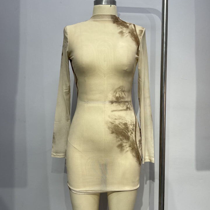 Damen Stilvolles Mini-Kleid mit transparenten Einsätzen Drune