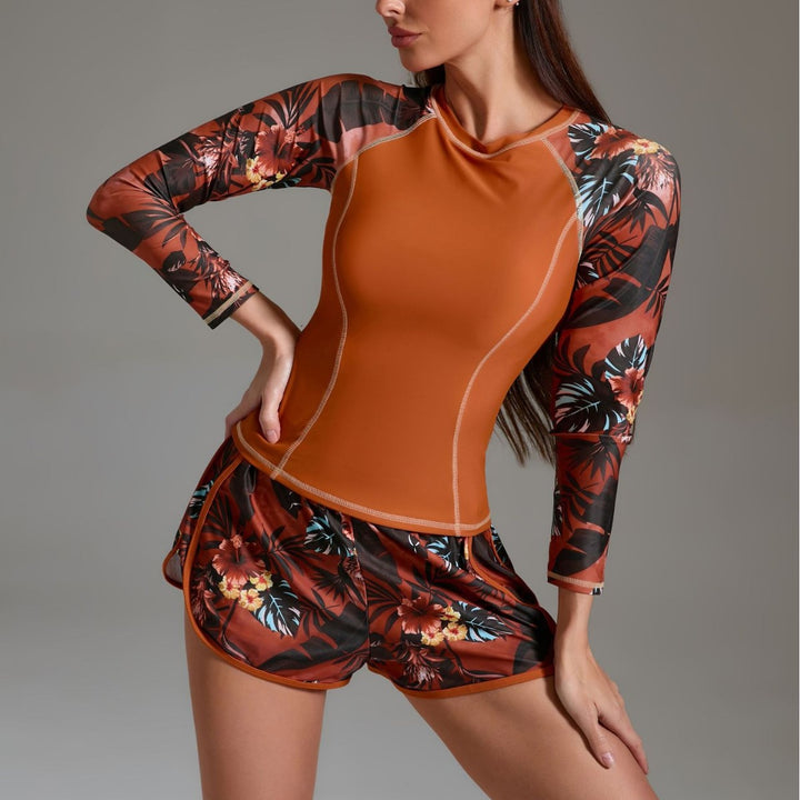 Damen Sportlicher Surf-Look mit langärmligem Oberteil und Shorts Drune