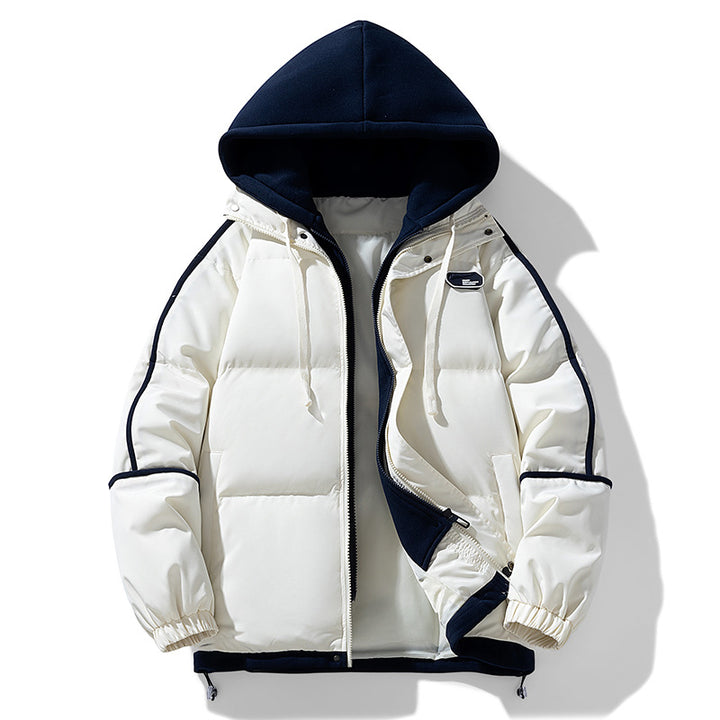 Damen Kurz geschnittene Steppjacke mit kontrastierender Fleece‑Kapuze und Kordelzug Drune