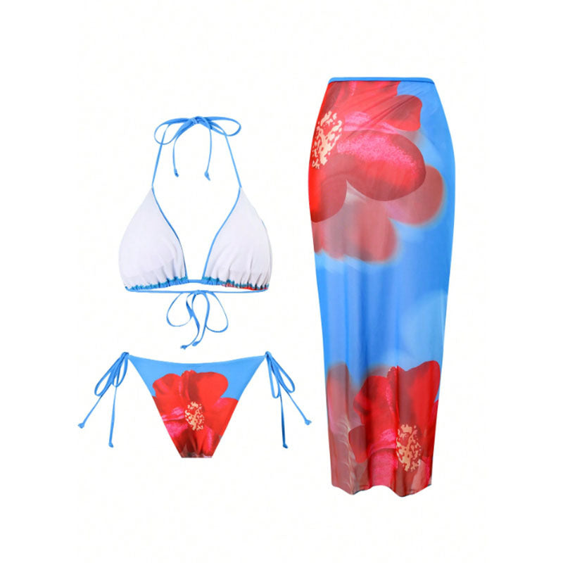 Damen Bikini-Set mit verstellbarem Wickelrock und floralen Akzenten Drune