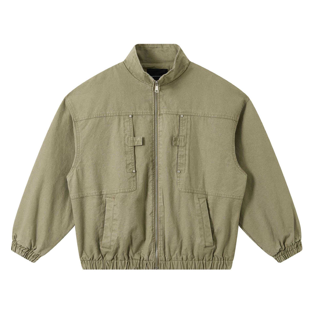 Unisex Kurze Canvas-Fieldjacke im Utility‑Look mit hohem Stehkragen und elastischem Saum Drune