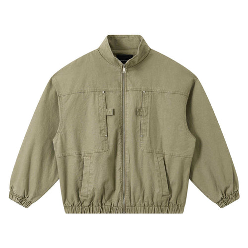 Unisex Kurze Canvas-Fieldjacke im Utility‑Look mit hohem Stehkragen und elastischem Saum Drune