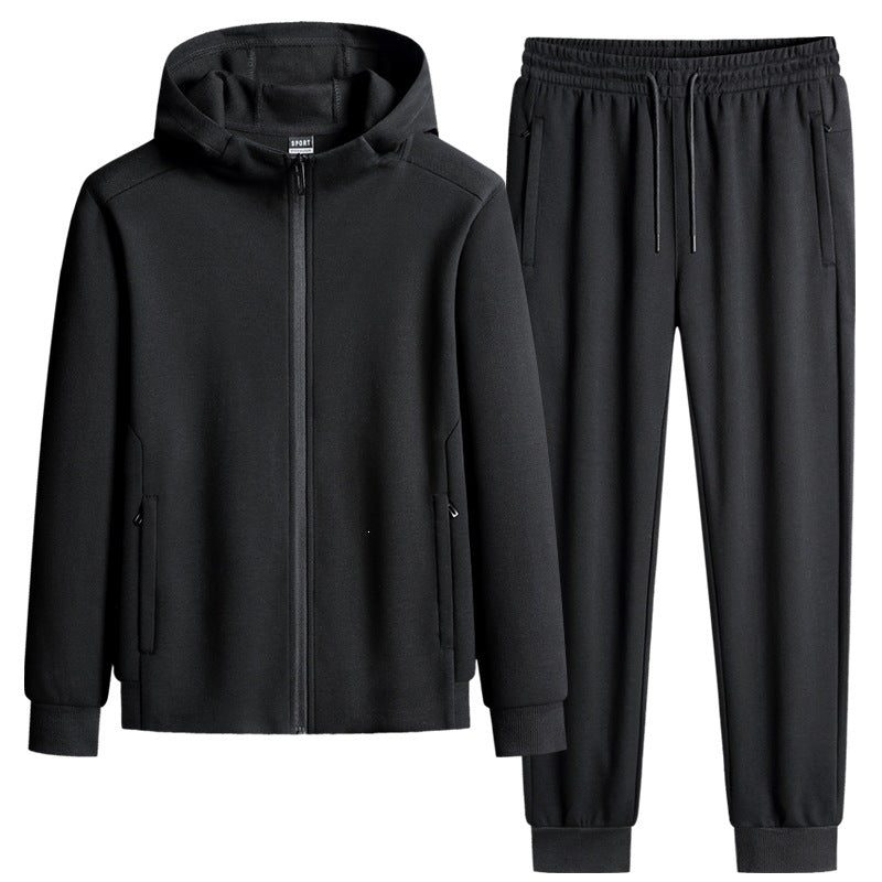 Herren zweiteiliges Kapuzen‑Trainingsset aus French‑Terry mit Reißverschlussjacke & konischer Jogginghose Drune