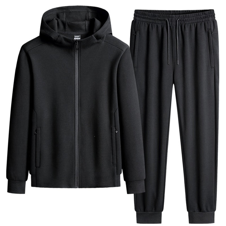 Herren zweiteiliges Kapuzen‑Trainingsset aus French‑Terry mit Reißverschlussjacke & konischer Jogginghose Drune