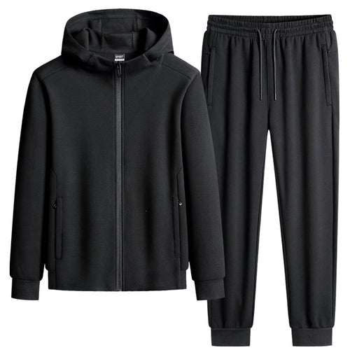 Herren zweiteiliges Kapuzen‑Trainingsset aus French‑Terry mit Reißverschlussjacke & konischer Jogginghose Drune