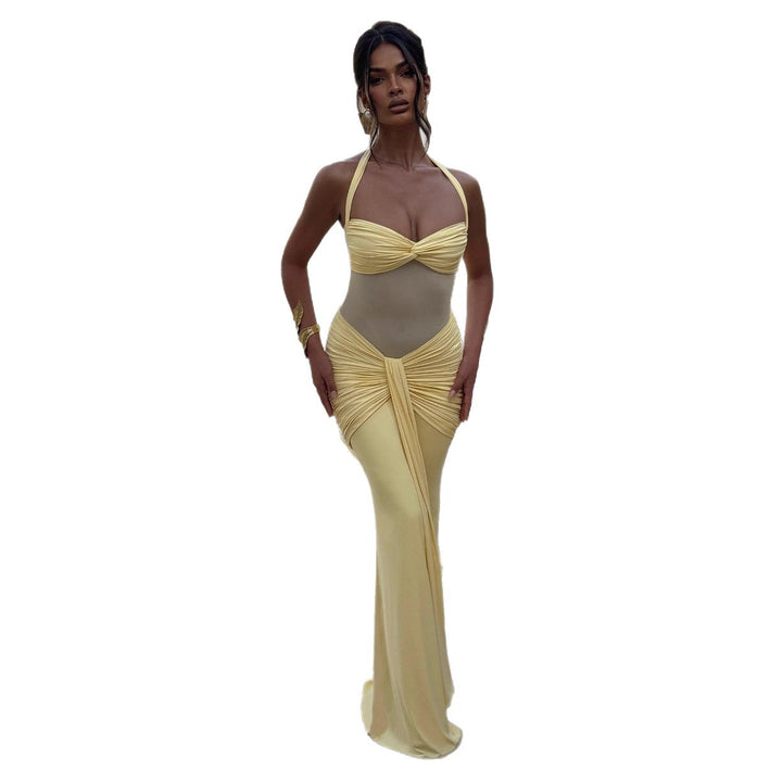 Damen figurbetontes Abendkleid mit innovativem Rüschendesign und fließendem Schnitt Drune
