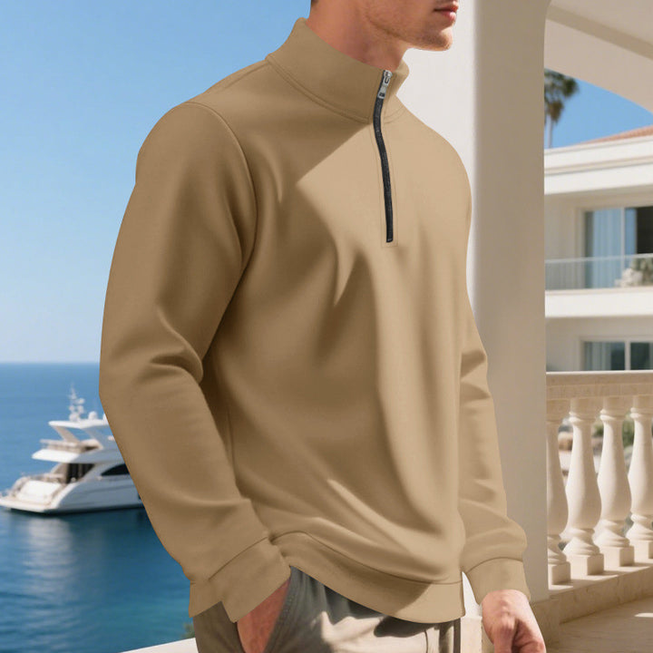 Herren sportlicher Pullover mit halbem Reißverschluss und atmungsaktiver Struktur Drune