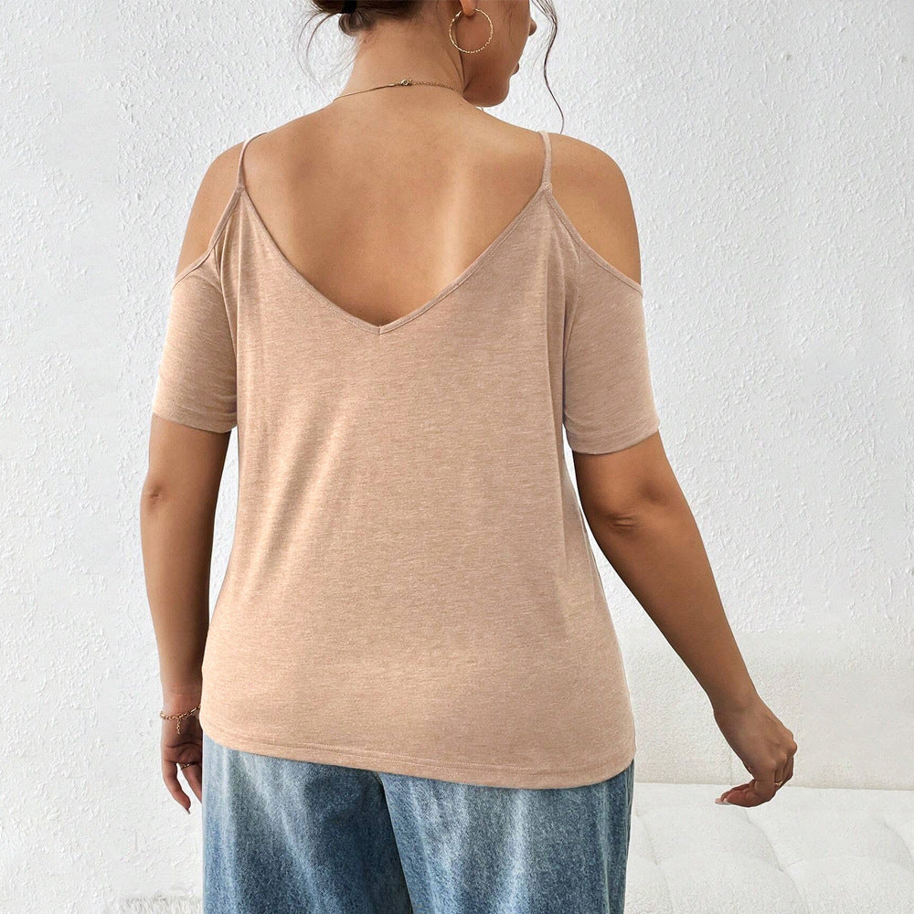 Damen lässiges T-Shirt mit Cut-Out-Ärmeln Drune
