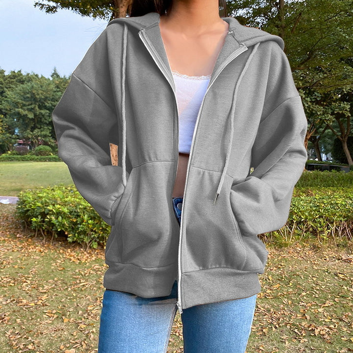 Damen lässige Kapuzenjacke mit großzügigen Taschen Drune