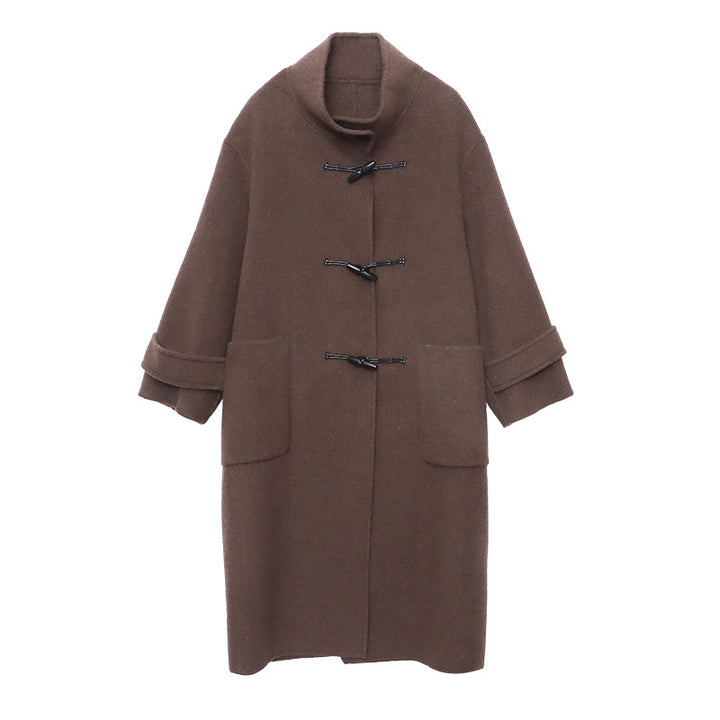 Damen Lange Duffle-Coat mit praktischem Verschluss und weichem Material Drune