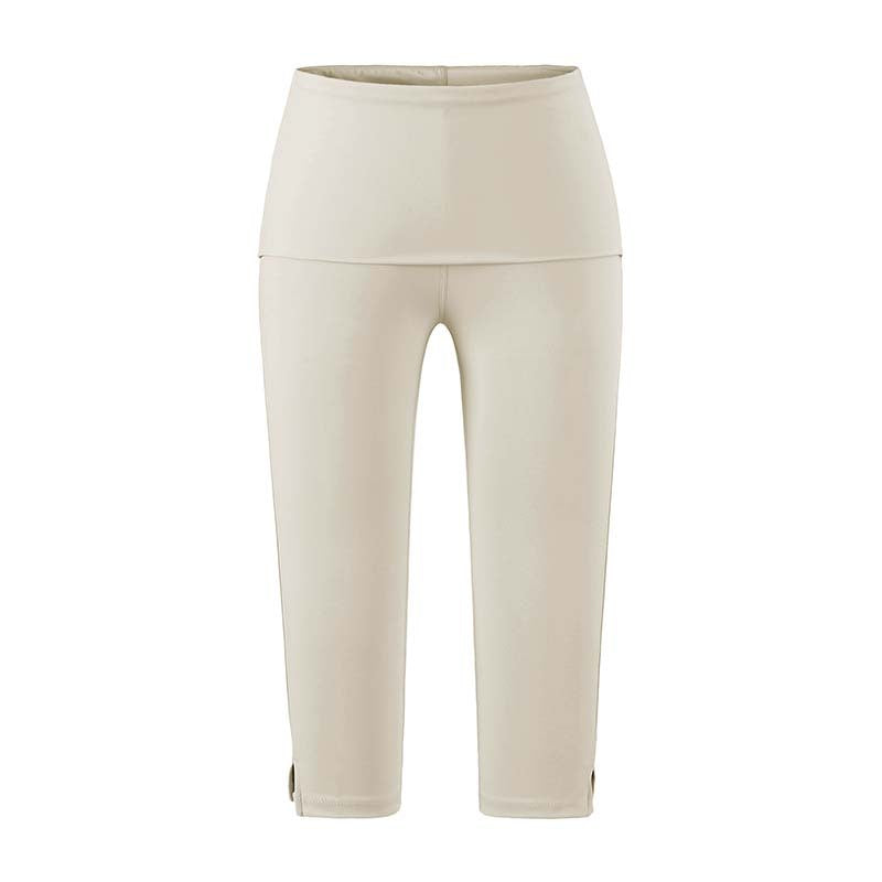 Damen Capri-Leggings mit hohem Umschlagbund, Shaping-Effekt und seitlichem Bein-Schlitz Drune