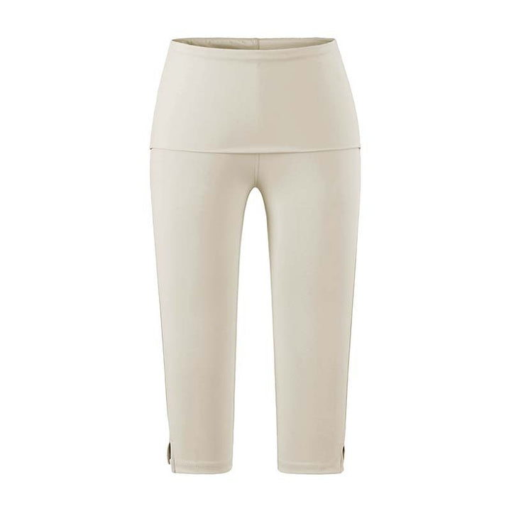 Damen Capri-Leggings mit hohem Umschlagbund, Shaping-Effekt und seitlichem Bein-Schlitz Drune
