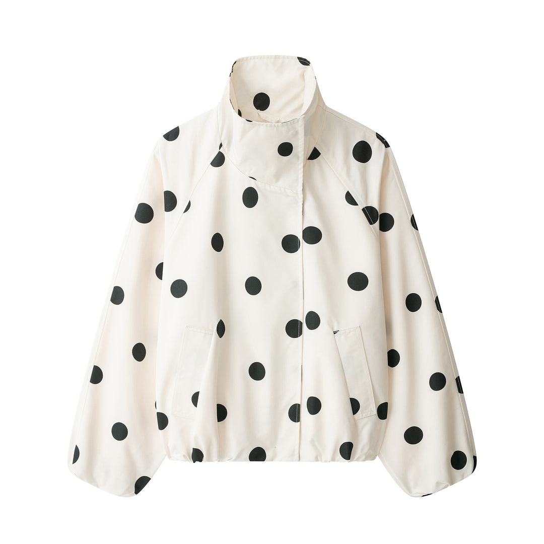 Damen Kurzjacke im Cape‑Stil mit Stehkragen und Ballonärmeln Drune