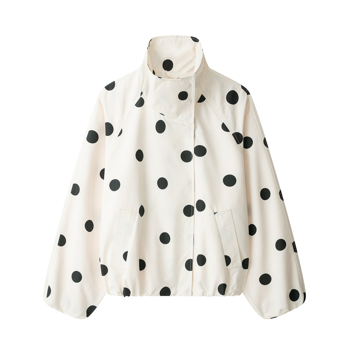 Damen Kurzjacke im Cape‑Stil mit Stehkragen und Ballonärmeln Drune
