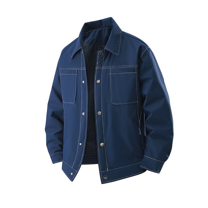 Herren Leichte Overshirt-Jacke aus strukturiertem Kunstleder mit aufgesetzten Brusttaschen Drune