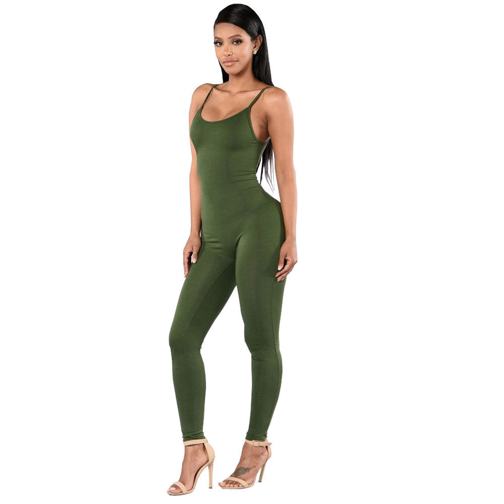 Damen komfortabler und figurbetonter Jumpsuit mit schmalen Trägern Drune