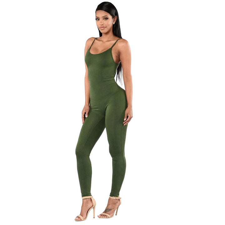 Damen komfortabler und figurbetonter Jumpsuit mit schmalen Trägern Drune