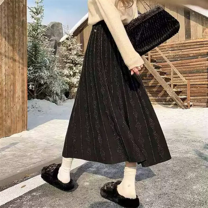 Damen Eleganter Maxirock mit feinem Strukturmuster Drune