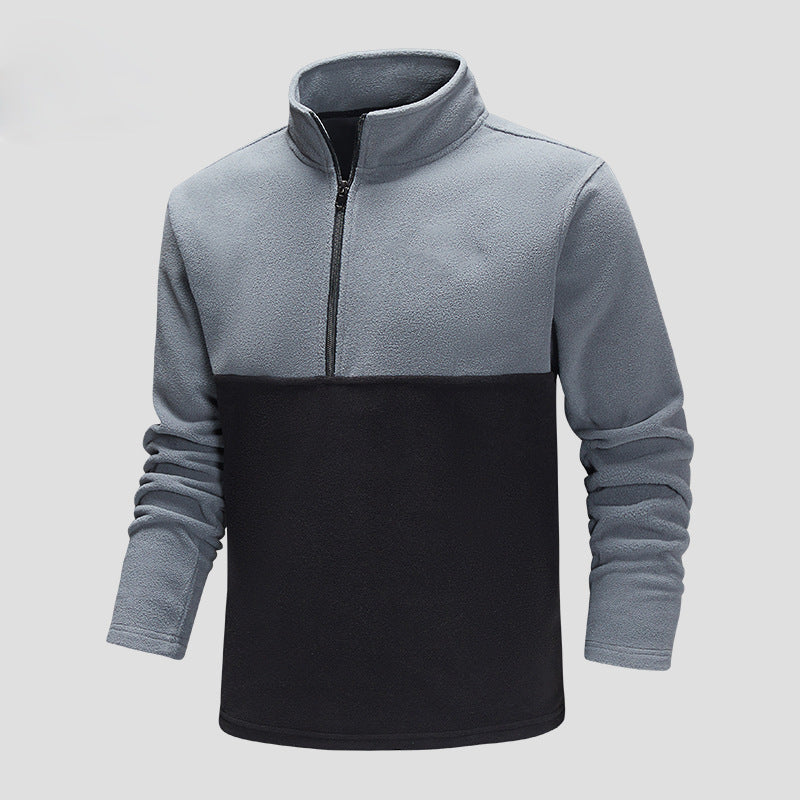 Herren Halbzip-Fleecepullover mit Stehkragen, Colorblock-Design & atmungsaktiver Mikrofleece-Qualität Drune