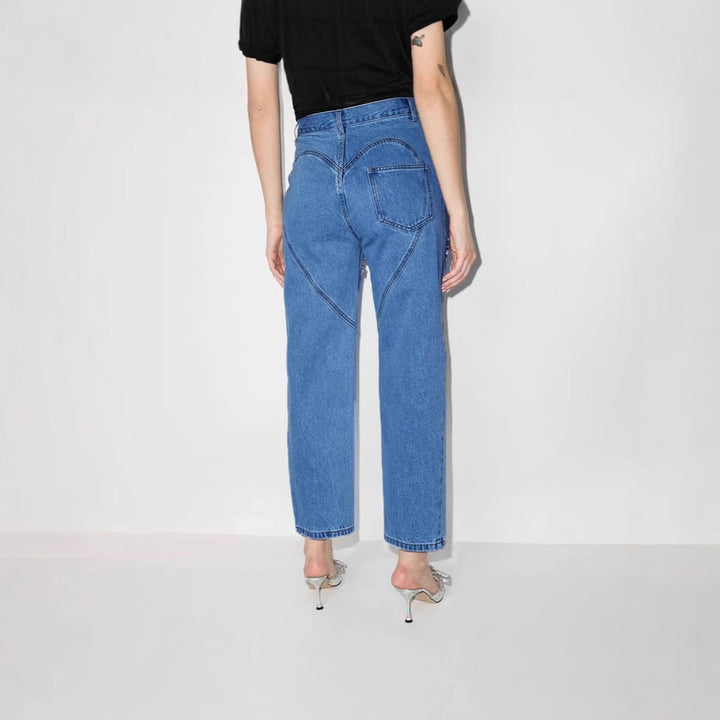 Damen Jeans mit ausgefallenem Cut-Out-Design und glitzernden Verzierungen Drune