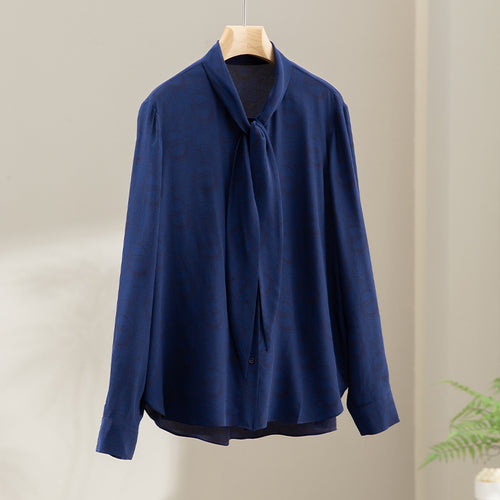 Damen Bluse mit Schleifenkragen und dezenter Jacquardstruktur Drune