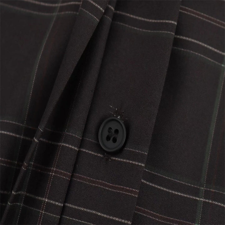 Damen Cropped Kastenförmige Hemdjacke im Karomuster mit verdeckter Knopfleiste Drune