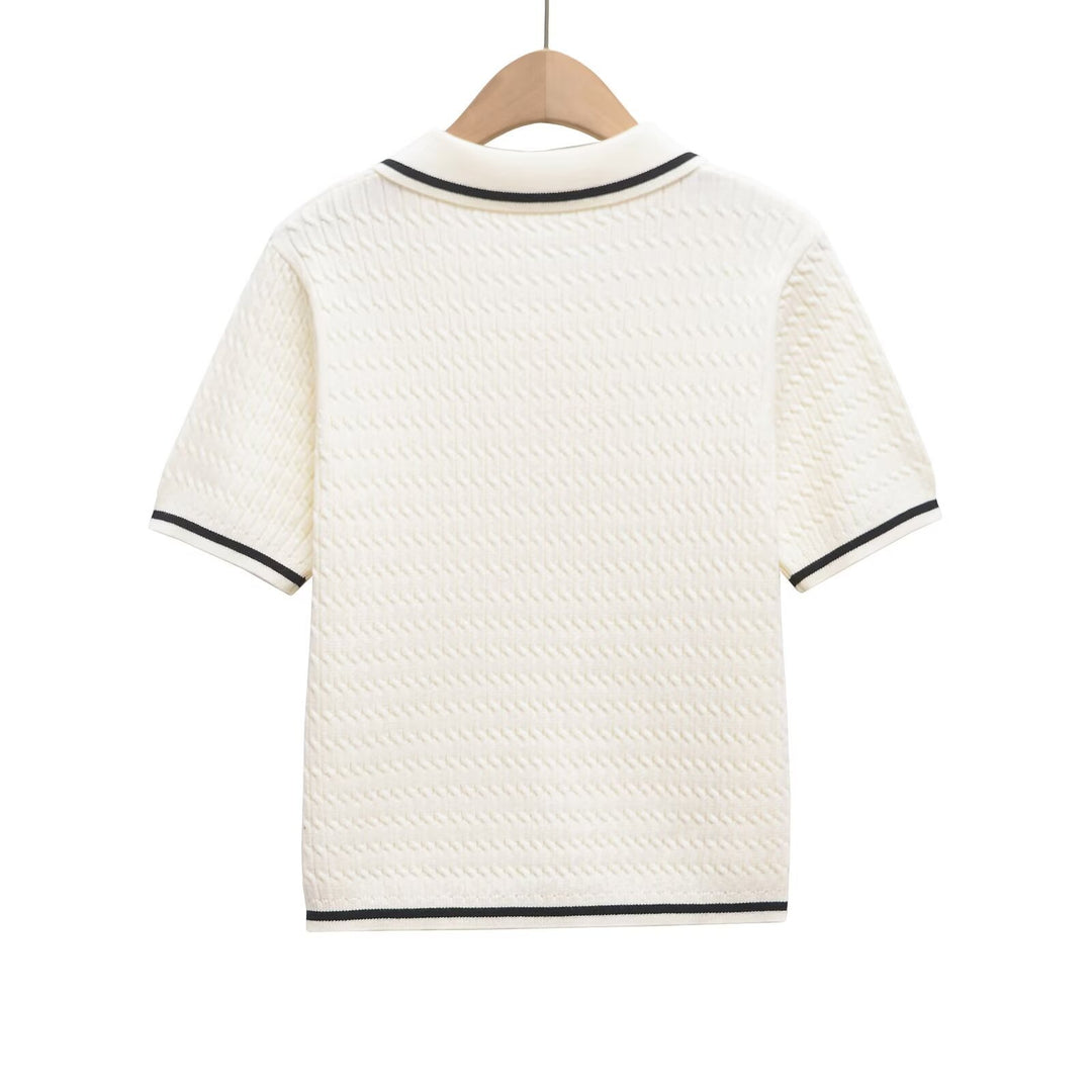 Damen Poloshirt mit strukturiertem Material und edlen Knopfdetails Drune